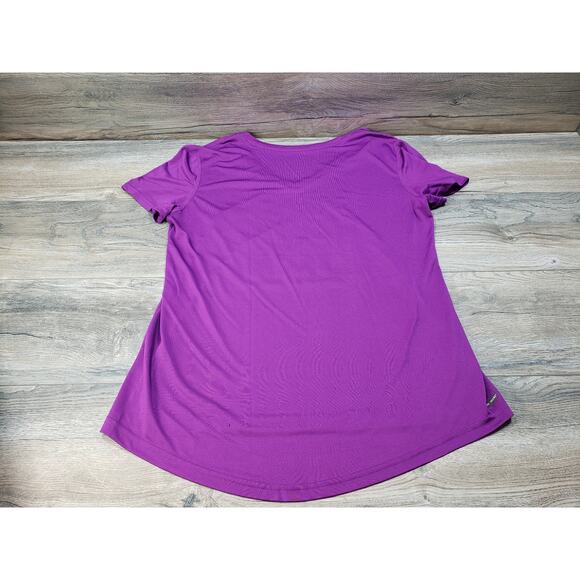 Danskin Now Semi Fitted Purple Short Sleeve V-Neck Active Top Women's Large - Picture 2 of 5